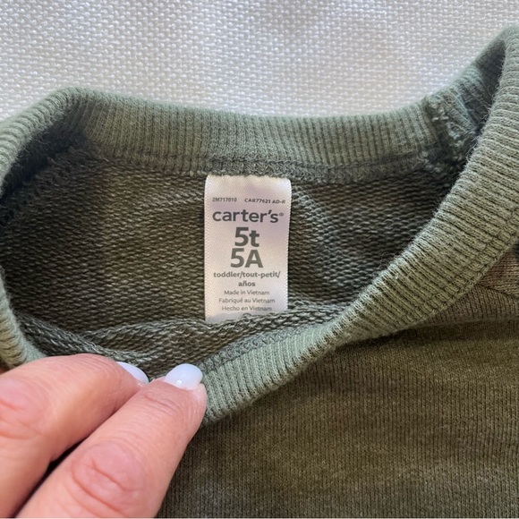 Carter's Sweatpants (4T) Sweatshirt (5T) Army Green - Picture 5 of 9